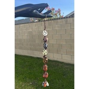 7 Chakra Healing Crystals Tumble Stones  Wall Hanging Home Decor